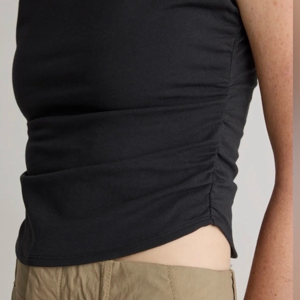 Quince Black Sleeveless Blouse Mock Turtleneck Tank Top Medium NWT Career - Picture 8 of 8